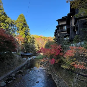 단풍이 물든 가을의 쿠로카와 온천 구경