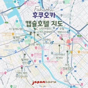 후쿠오카에 캡슐호텔은 몇 곳? 후쿠오카 캡슐호텔 지도!