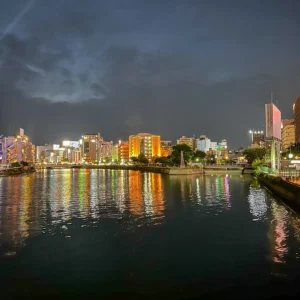 후쿠오카 나다노카와바시(나다노카와 다리), 나카스 남쪽이 한 눈에 보이는 다리